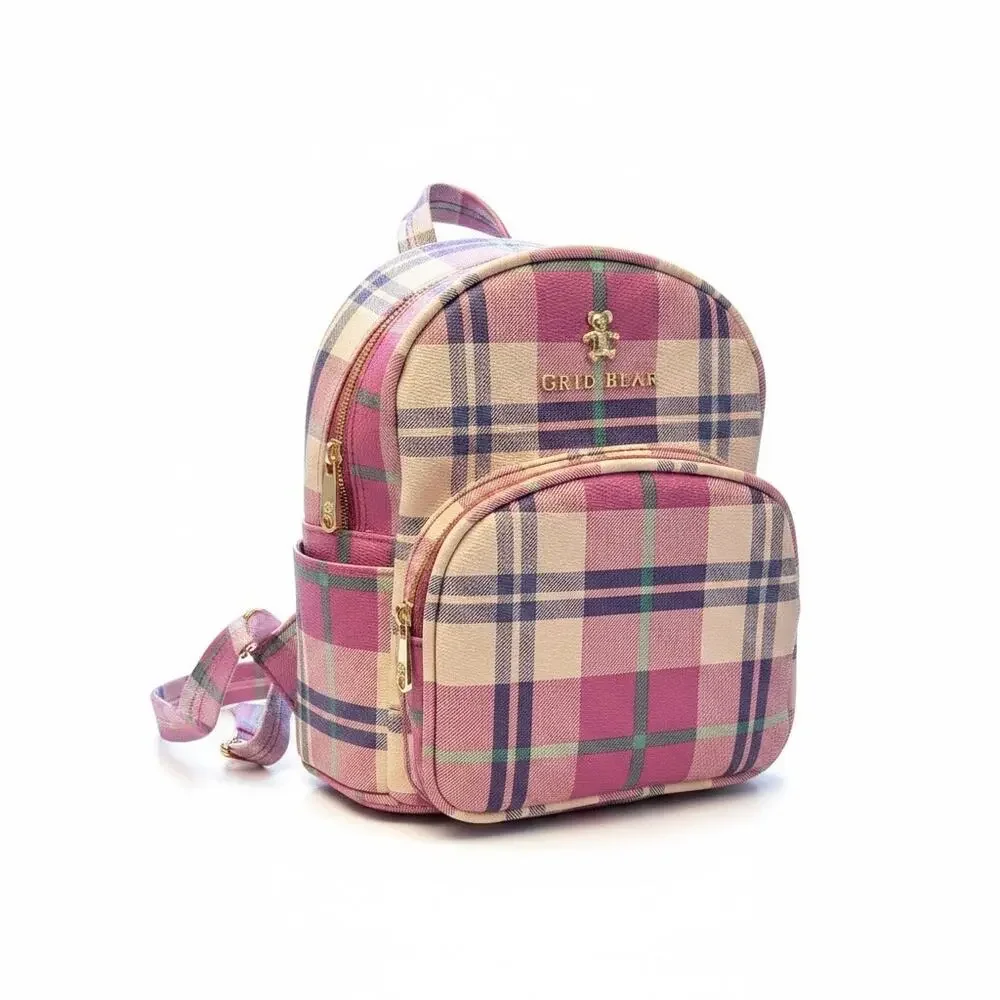 Circus by Sam Edelman Grid Bear Pink Plaid Mini Backpack Tartan Cute New